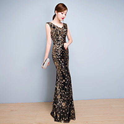 dongcmy 2018 new wt01568 sexy long formal evening dress black color female v-neck mermaid party dresses