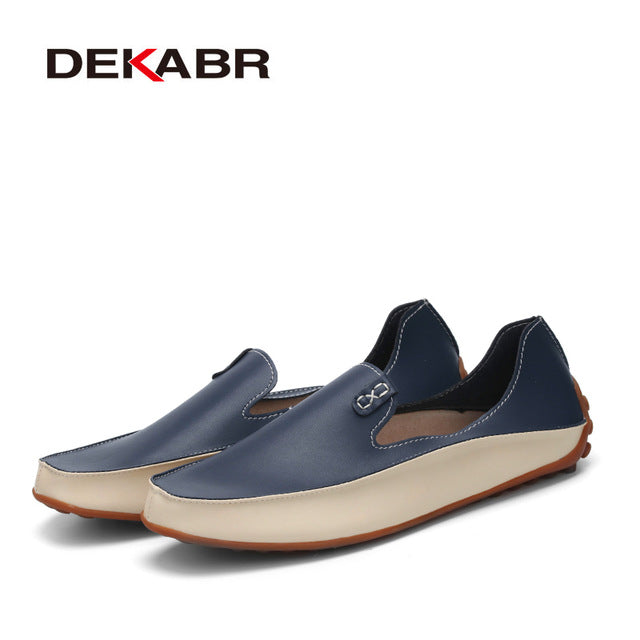 dekabr men casual flats fashion genuine leather soft moccasins brand loafers high quality breathable men shoes plus size