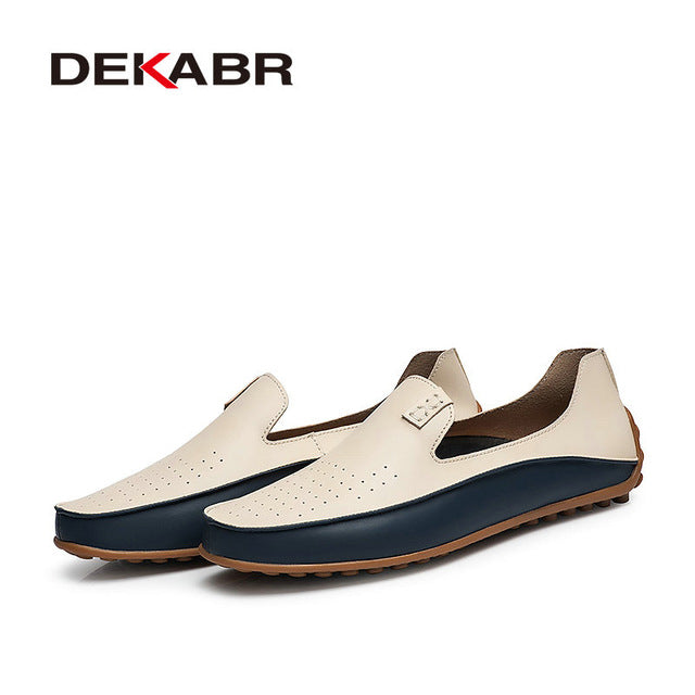 dekabr men casual flats fashion genuine leather soft moccasins brand loafers high quality breathable men shoes plus size