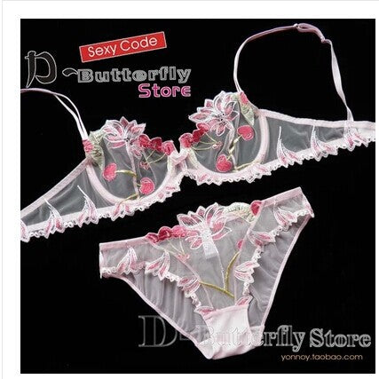 women underwer lingerie set sexy bra brief sets push up transparent lace embroidery unlined thin black bra panties white bra