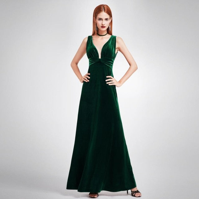 elegant new year velvet long evening dresses ever pretty ep07182 sexy double v neck christmas evening dresses formal gowns