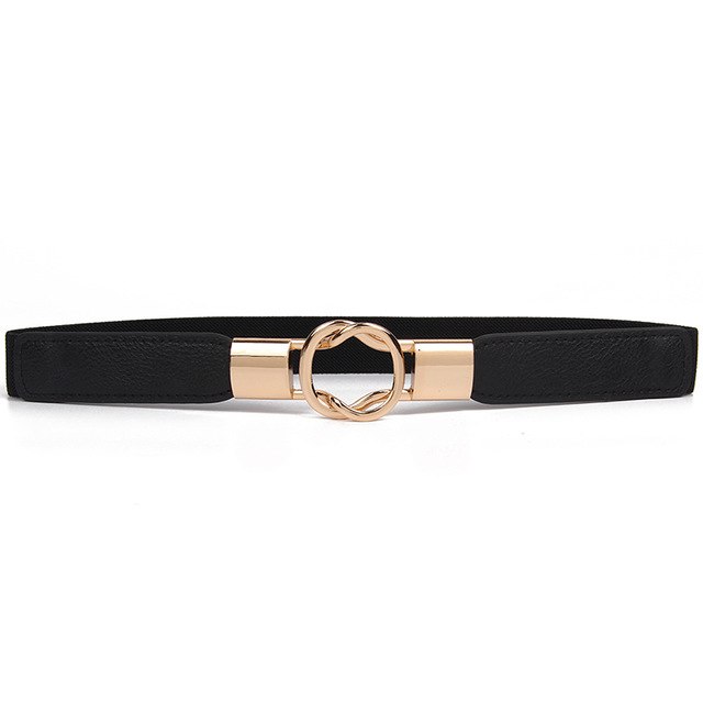 women elastic belt hot black waistband wide elegant gold buckle cummerbunds for women black color 1