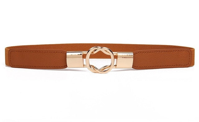 women elastic belt hot black waistband wide elegant gold buckle cummerbunds for women brown color
