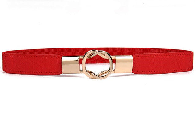 women elastic belt hot black waistband wide elegant gold buckle cummerbunds for women red color 1
