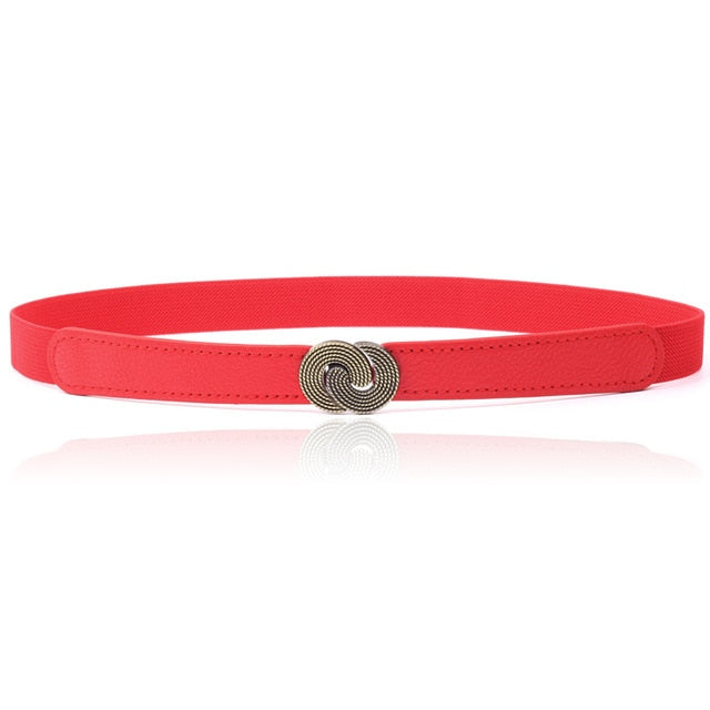 women elastic belt hot black waistband wide elegant gold buckle cummerbunds for women red color 2