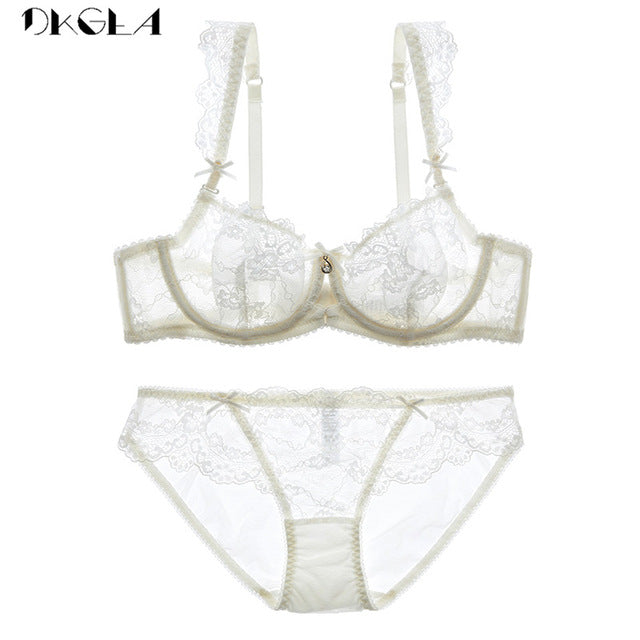 2018 new lace bra set transparent plus size c d cup underwear women ultrathin sexy lingerie set black brand bra and panty set