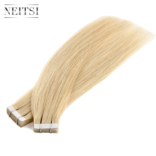 straight skin weft adhesive hair none remy tape in human hair extensions 16" 18" 20" 22" 24" double side tape 13 colors