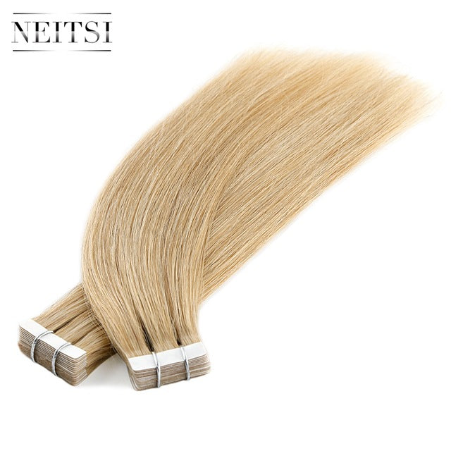 straight skin weft adhesive hair none remy tape in human hair extensions 16" 18" 20" 22" 24" double side tape 13 colors