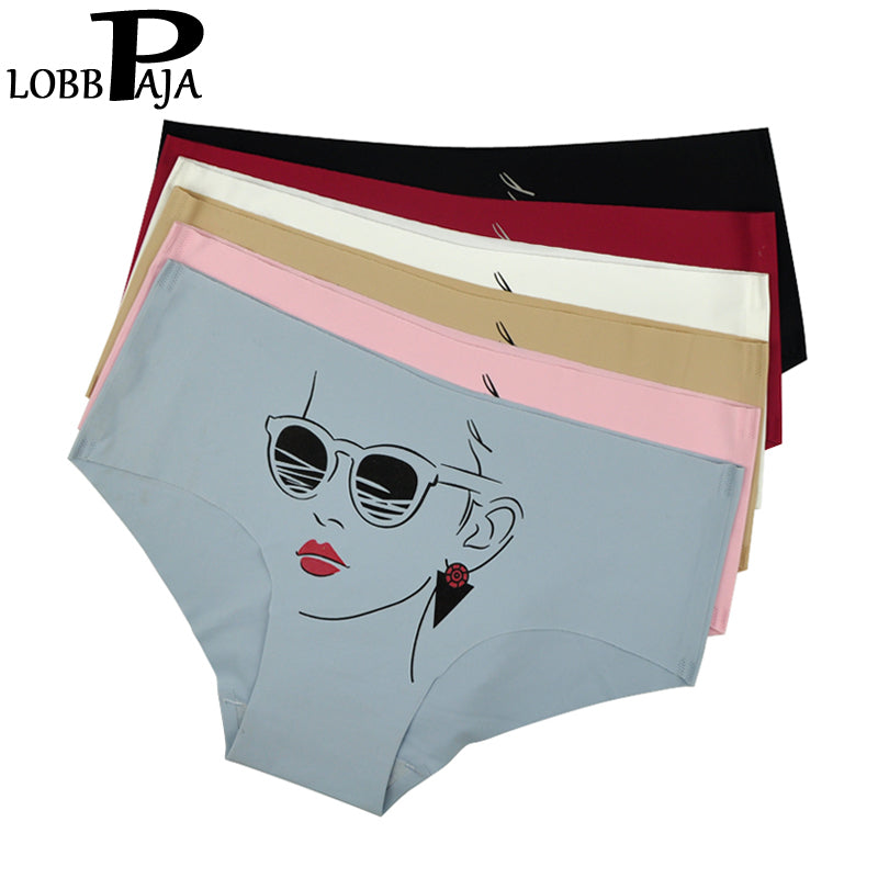 lobbpaja lot 5 pcs underwear women seamless panties low waist bikini sexy print girls briefs ladies lingerie for women 2018 new