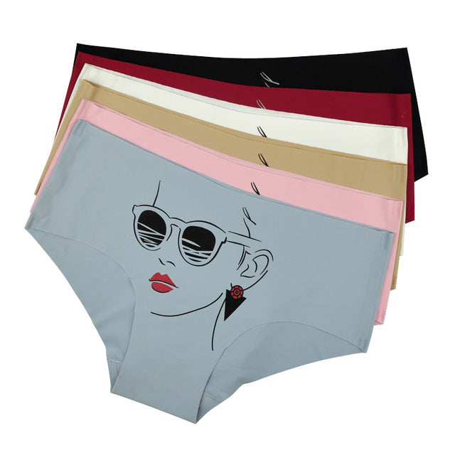 lobbpaja lot 5 pcs underwear women seamless panties low waist bikini sexy print girls briefs ladies lingerie for women 2018 new