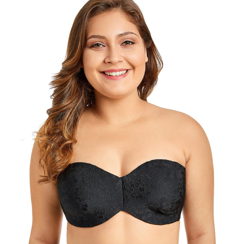 women's multitway floral jacquard non-padded underwire strapless bra