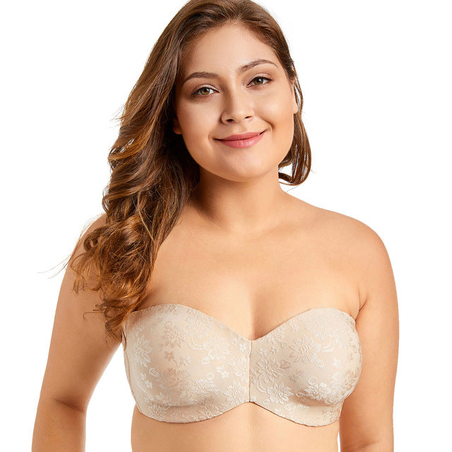 women's multitway floral jacquard non-padded underwire strapless bra