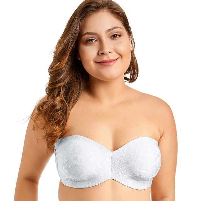 women's multitway floral jacquard non-padded underwire strapless bra