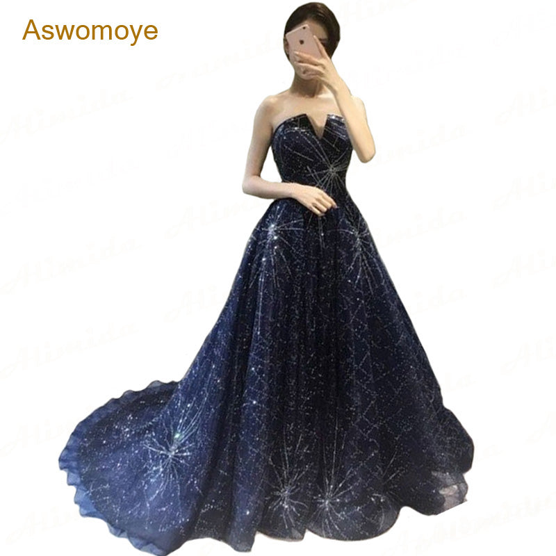 aswomoye new stunning evening dress elegant party dress shinning special occasion dresses strapless