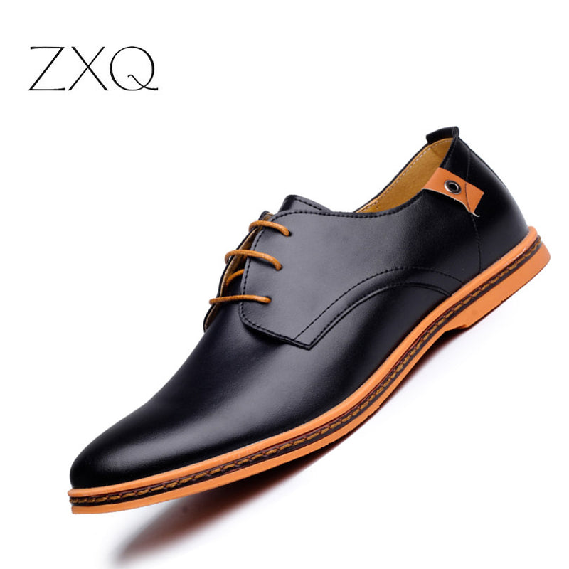 leather casual men shoes fashion men flats round toe comfortable office men dress shoes