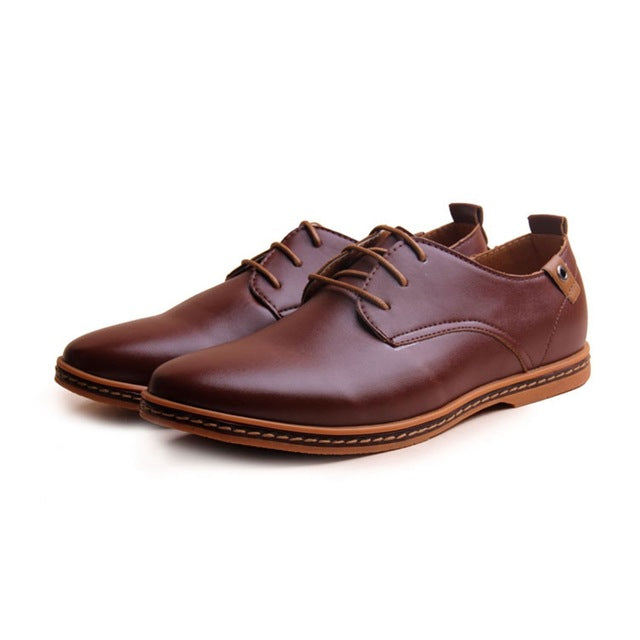 leather casual men shoes fashion men flats round toe comfortable office men dress shoes