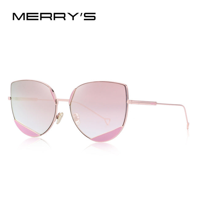merry's design women classic fashion cat eye sunglasses uv400 protection c02 pink mirror