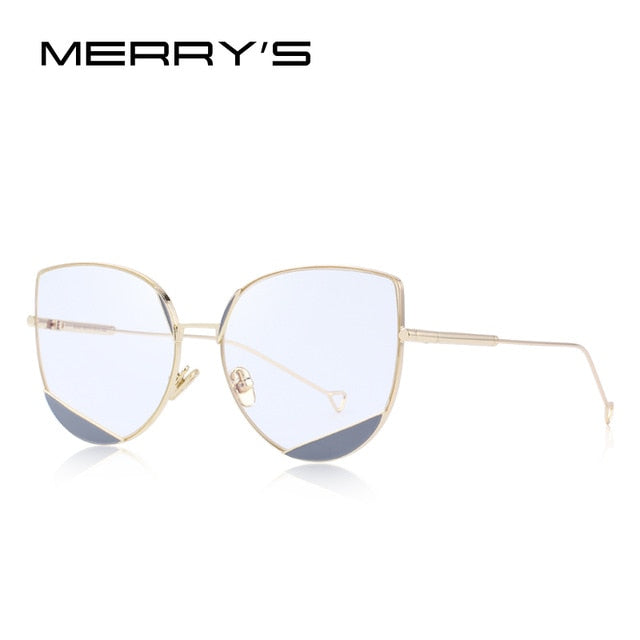 merry's design women classic fashion cat eye sunglasses uv400 protection c06 gold clear