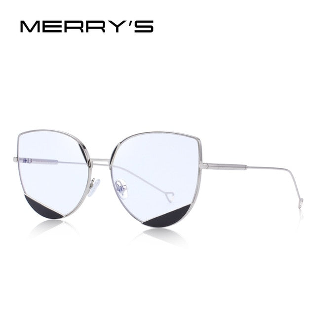 merry's design women classic fashion cat eye sunglasses uv400 protection c07 silver clear