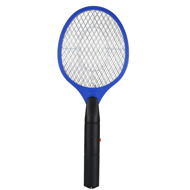 2 aa batteries operated hand racket electric mosquito swatter insect home garden pest bug fly mosquito zapper swatter blue