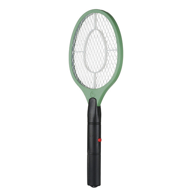 2 aa batteries operated hand racket electric mosquito swatter insect home garden pest bug fly mosquito zapper swatter green