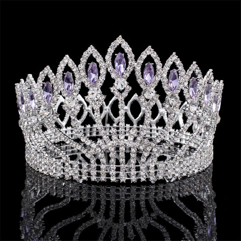luxurious sparkling crystal baroque queen wedding tiara crown