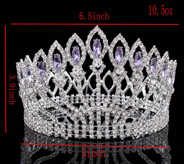 luxurious sparkling crystal baroque queen wedding tiara crown silver purple