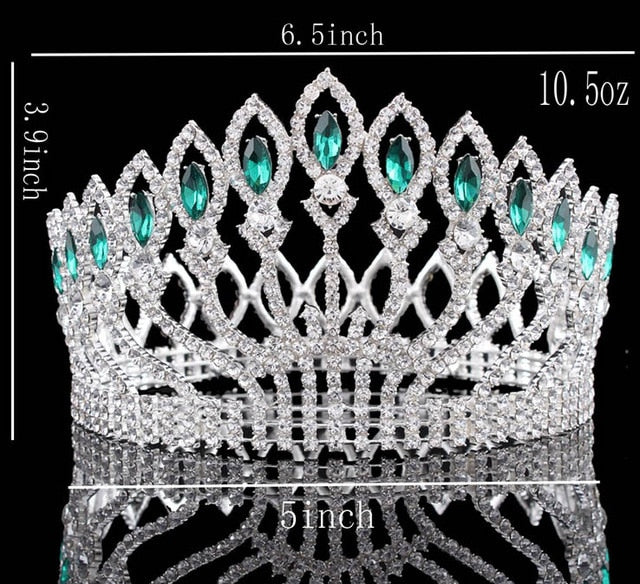 luxurious sparkling crystal baroque queen wedding tiara crown silver lake blue
