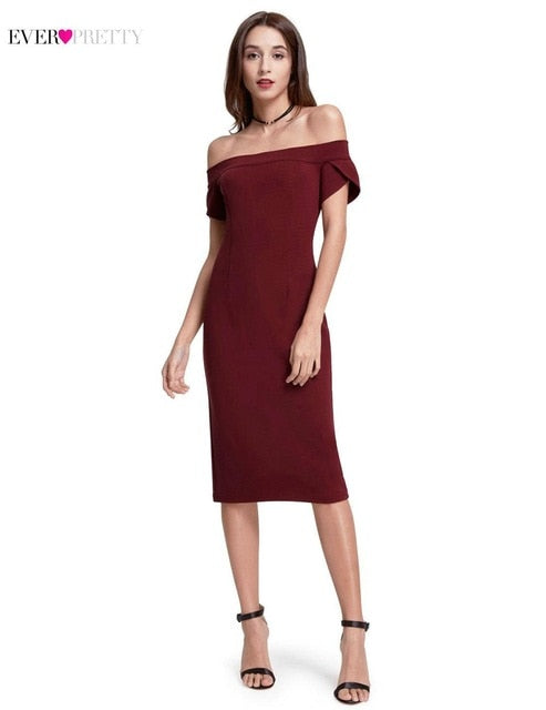 hot sale ever pretty elegant burgundy evening dresses tea-length split simple design women formal evening gowns