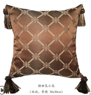 luxurious european jacquard pillow cover with tassel
