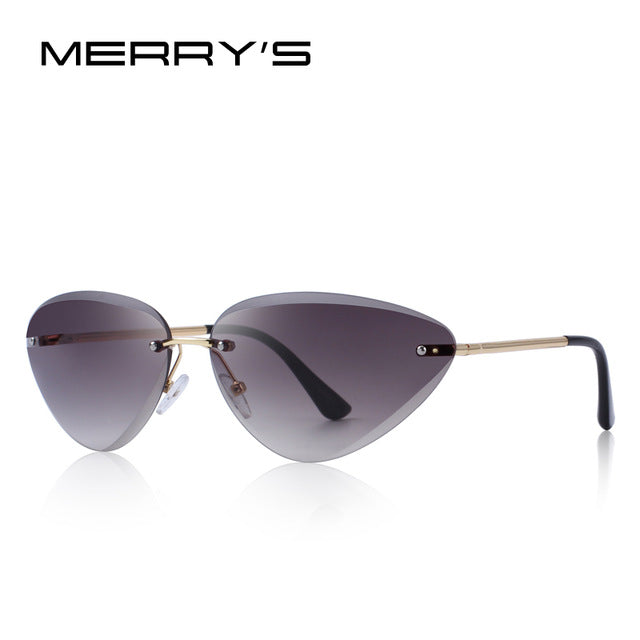 merry's design women rimless cat eye sunglasses gradient lens uv400 protection c01 gray