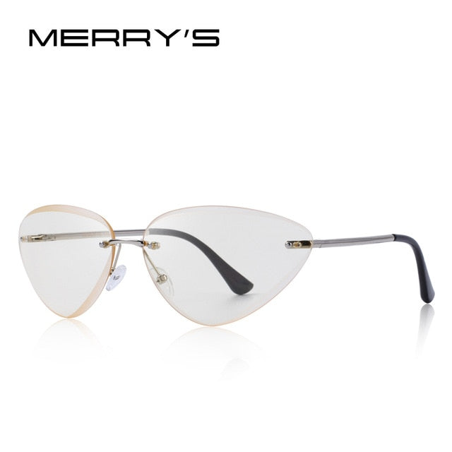 merry's design women rimless cat eye sunglasses gradient lens uv400 protection c02 l-yellow