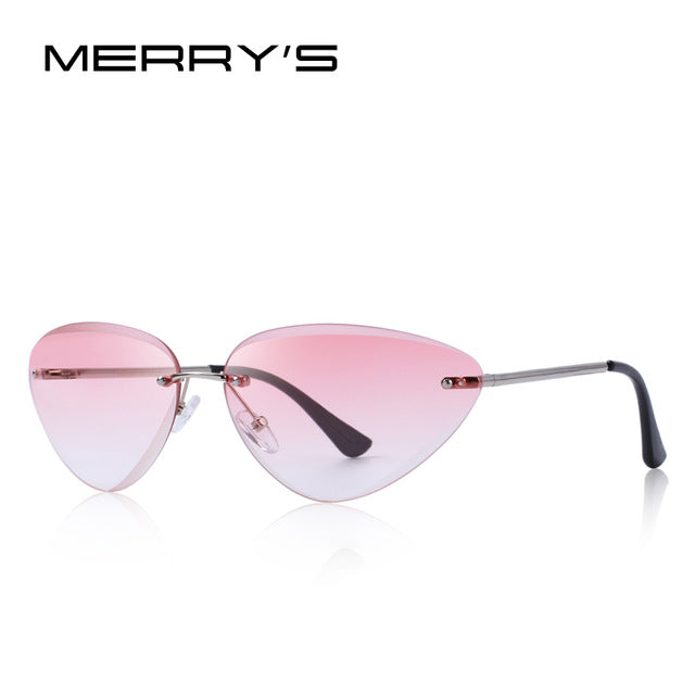 merry's design women rimless cat eye sunglasses gradient lens uv400 protection c03 pink