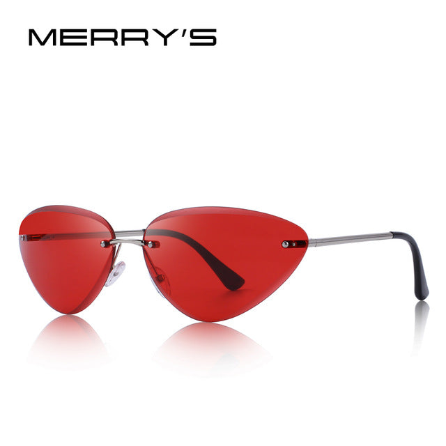 merry's design women rimless cat eye sunglasses gradient lens uv400 protection c04 red