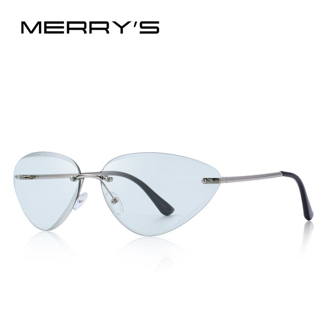 merry's design women rimless cat eye sunglasses gradient lens uv400 protection c05 blue