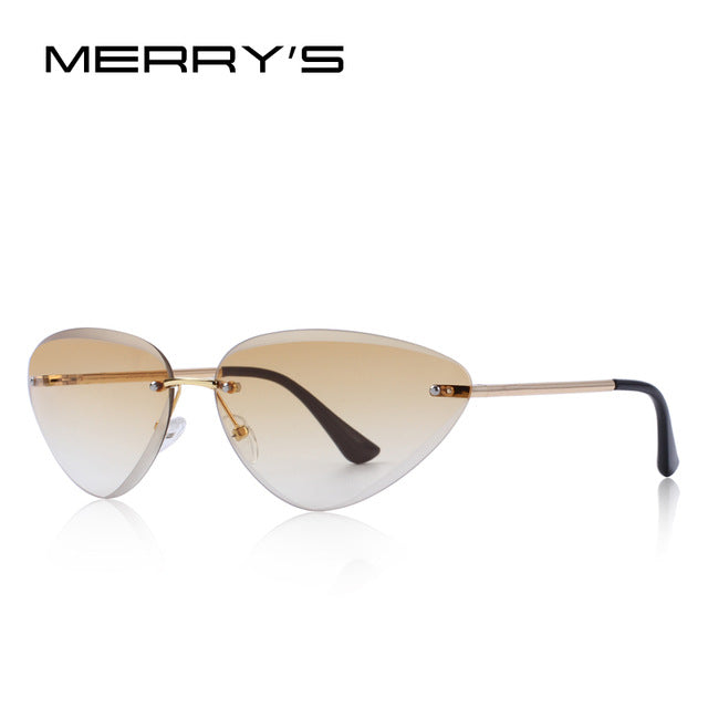 merry's design women rimless cat eye sunglasses gradient lens uv400 protection c06 brown