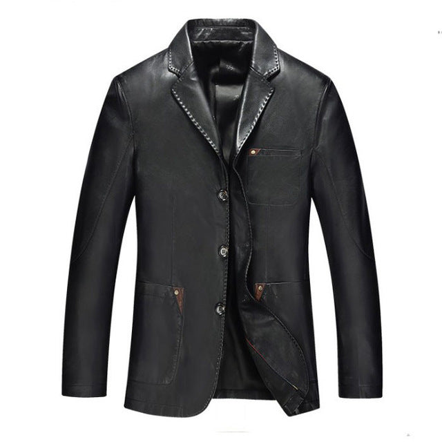 spring and autumn blazer male sheepskin suit tops genuine split leather slim jacket