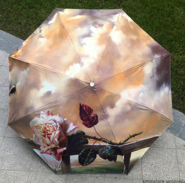 fashion van gogh oil painting arts class oil painting umbrella stars waterproof rainproof unvi folding guarda chuva umbrellas light grey