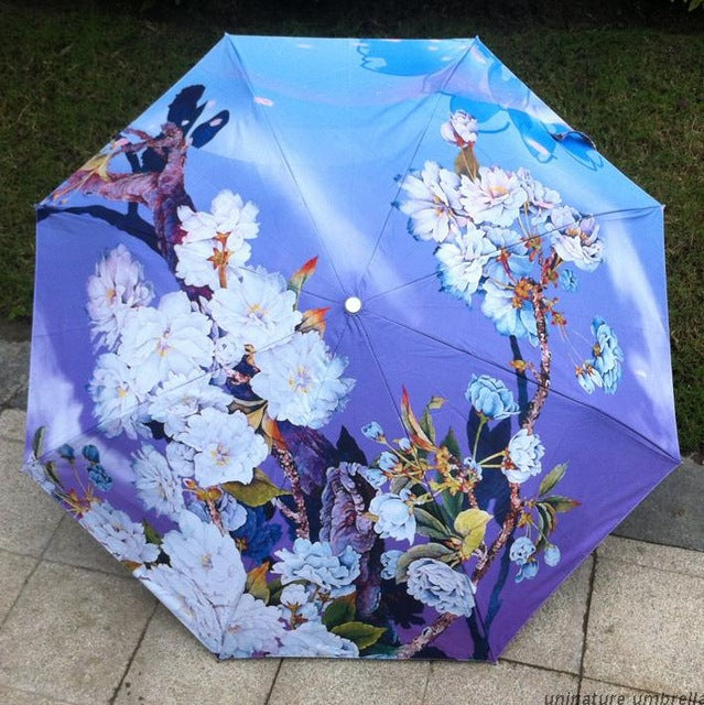 fashion van gogh oil painting arts class oil painting umbrella stars waterproof rainproof unvi folding guarda chuva umbrellas navy blue
