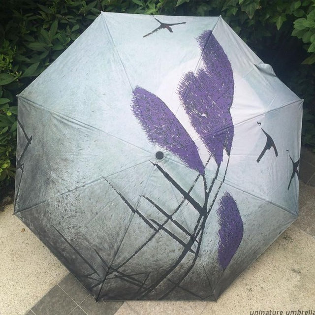 fashion van gogh oil painting arts class oil painting umbrella stars waterproof rainproof unvi folding guarda chuva umbrellas violet