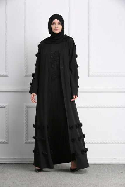 muslim flower full dresses abaya cardigan kimono long robe gowns tunic jubah middle east ramadan arab islamic prayer clothing