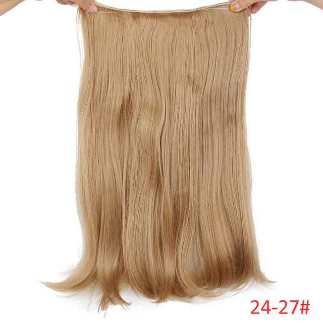 long synthetic hair heat resistant hairpiece fish line straight hair extensions secret invisible hairpieces #27 / 20inches
