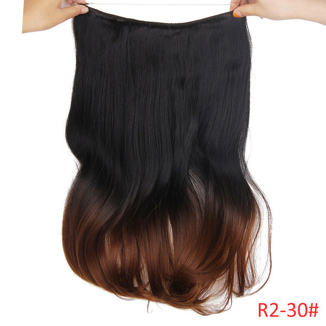 long synthetic hair heat resistant hairpiece fish line straight hair extensions secret invisible hairpieces #530 / 20inches