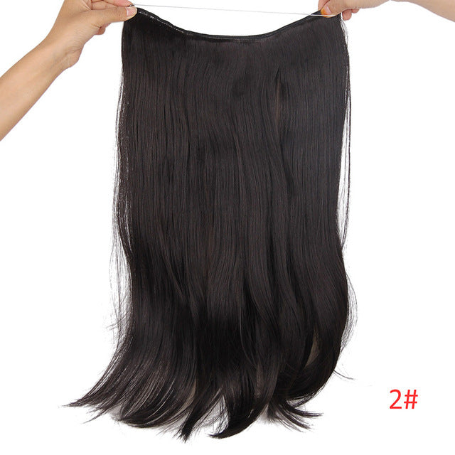 long synthetic hair heat resistant hairpiece fish line straight hair extensions secret invisible hairpieces p8/613 / 20inches