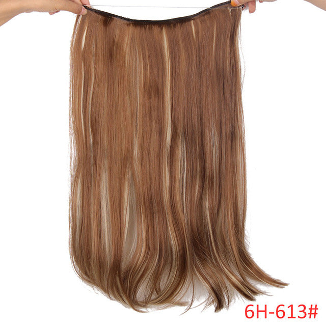 long synthetic hair heat resistant hairpiece fish line straight hair extensions secret invisible hairpieces