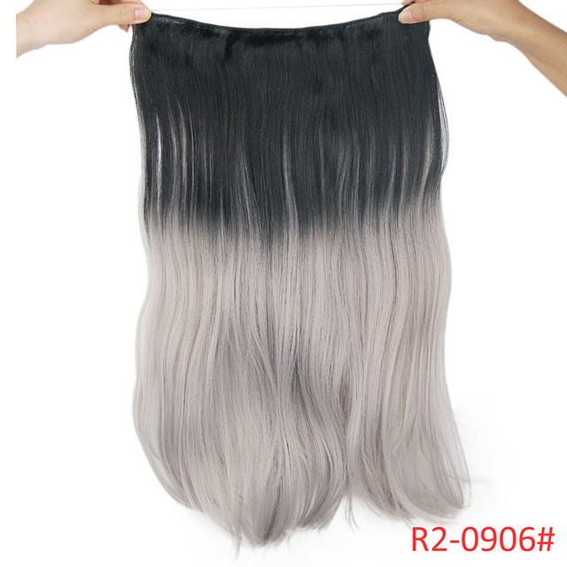 long synthetic hair heat resistant hairpiece fish line straight hair extensions secret invisible hairpieces coffee / 20inches