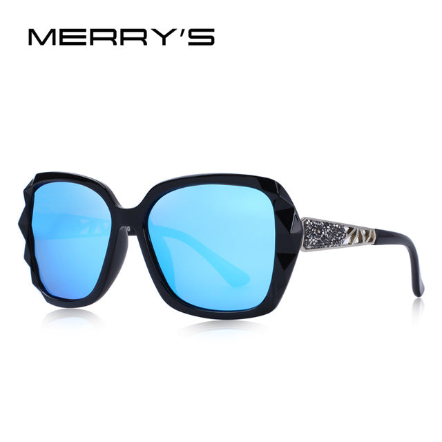 merry's design women classic polarized sunglasses uv400 protection c03 black blue