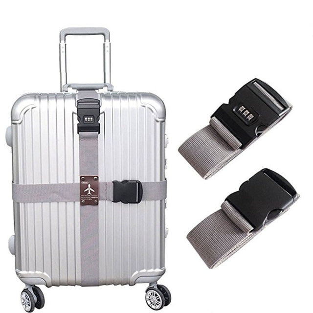 detachable cross travel luggage strap packing belts suitcase bag security straps with lock lxx9 gray