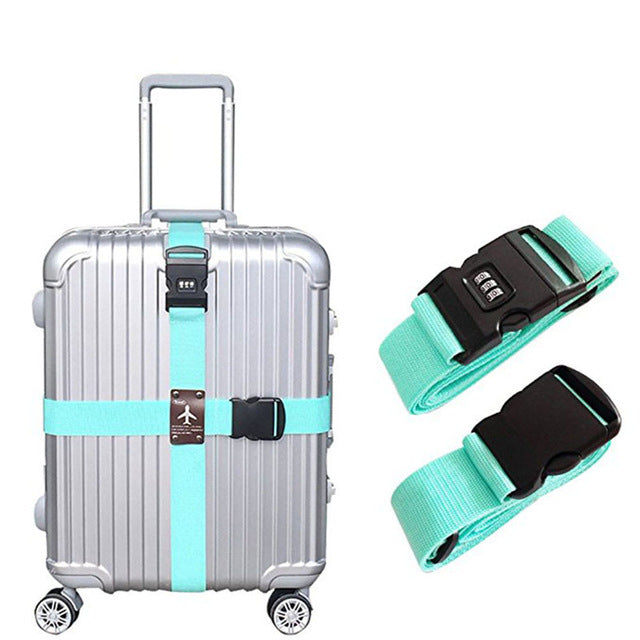 detachable cross travel luggage strap packing belts suitcase bag security straps with lock lxx9 green
