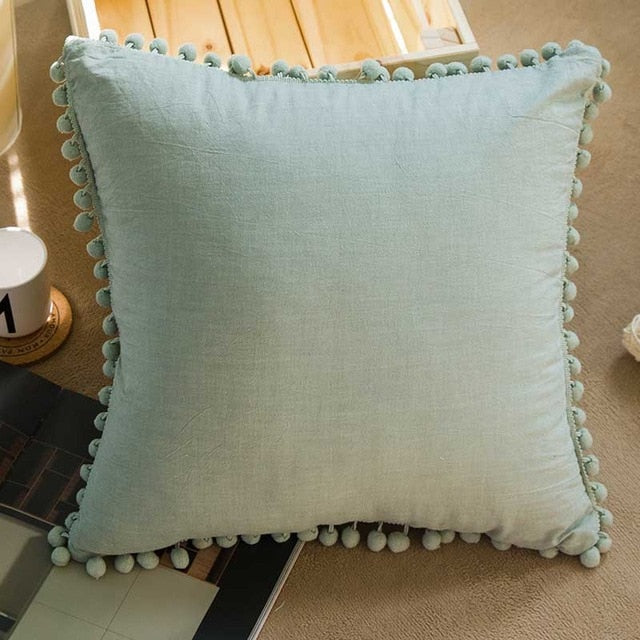 45*45cm solid pompom cushion cover 45x45cm / p194c02